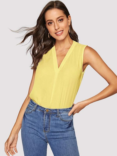 V-neck Solid Top