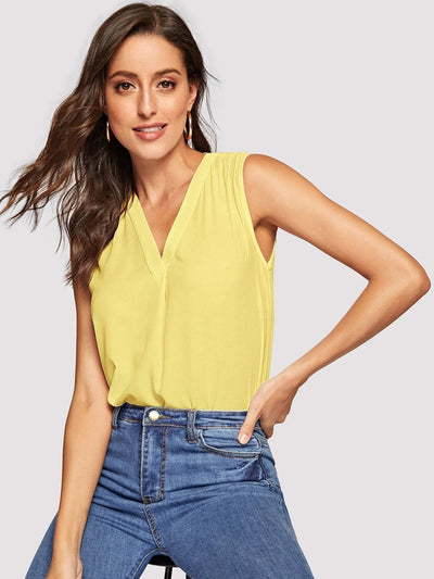 V-neck Solid Top