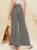 Striped<b style="color:White;"><font size="1"> -</font></b>Belted Wide Leg Pants