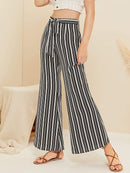 Striped<b style="color:White;"><font size="1"> -</font></b>Belted Wide Leg Pants