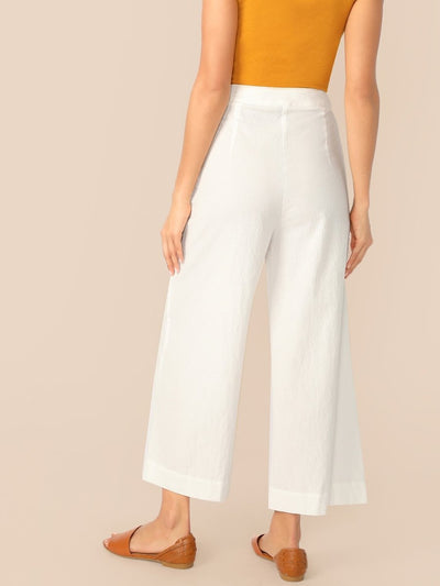 Button<b style="color:White;"><font size="1"> -</font></b>Front<b style="color:White;"><font size="1"> -</font></b>Wide Leg Crinkle Pants