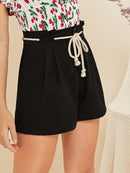 Button<b style="color:White;"><font size="1"> -</font></b>Fly<b style="color:White;"><font size="1"> -</font></b>Paperbag Waist Shorts With Rope