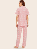 Leaf<b style="color:White;"><font size="1"> -</font></b>&<b style="color:White;"><font size="1"> -</font></b>Bird Print Button-up Pajama Set