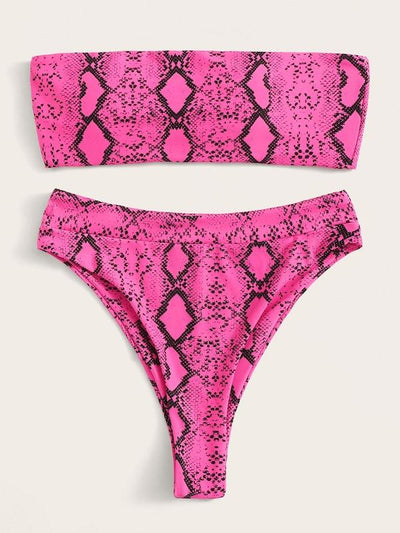 Neon<b style="color:White;"><font size="1"> -</font></b>Lime<b style="color:White;"><font size="1"> -</font></b>Snakeskin Print Bandeau Bikini Set