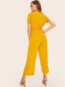 Buttoned<b style="color:White;"><font size="1"> -</font></b>Shirred<b style="color:White;"><font size="1"> -</font></b>Waist Wide Leg Jumpsuit