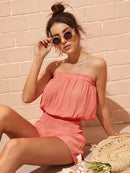 Solid<b style="color:White;"><font size="1"> -</font></b>Frill Blouson Tube Romper