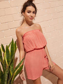 Solid<b style="color:White;"><font size="1"> -</font></b>Frill Blouson Tube Romper