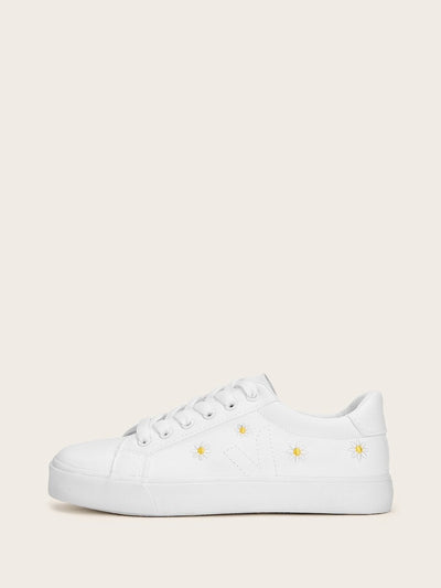 Daisy<b style="color:White;"><font size="1"> -</font></b>Embroidered Lace-up Front Sneakers