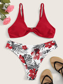 Spaghetti<b style="color:White;"><font size="1"> -</font></b>Strap<b style="color:White;"><font size="1"> -</font></b>Top<b style="color:White;"><font size="1"> -</font></b>With Random Tropical Print Bikini