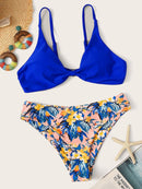 Spaghetti<b style="color:White;"><font size="1"> -</font></b>Strap<b style="color:White;"><font size="1"> -</font></b>Top<b style="color:White;"><font size="1"> -</font></b>With Random Tropical Print Bikini
