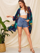 Floral<b style="color:White;"><font size="1"> -</font></b>Print Raglan Sleeve Kimono