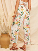 Floral<b style="color:White;"><font size="1"> -</font></b>Print Tie Waist Pants