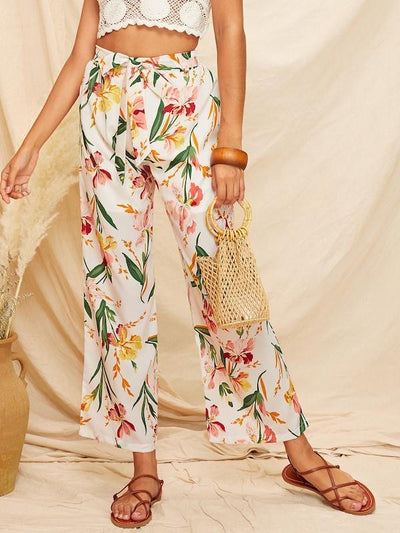 Floral<b style="color:White;"><font size="1"> -</font></b>Print Tie Waist Pants