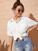 Pocket<b style="color:White;"><font size="1"> -</font></b>Button Through Blouse