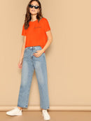 Neon<b style="color:White;"><font size="1"> -</font></b>Orange Letter Print Tee