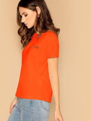 Neon<b style="color:White;"><font size="1"> -</font></b>Orange Letter Print Tee