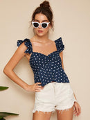 Twist<b style="color:White;"><font size="1"> -</font></b>Front<b style="color:White;"><font size="1"> -</font></b>Polka Dot Crop Peplum Top