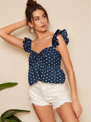 Twist<b style="color:White;"><font size="1"> -</font></b>Front<b style="color:White;"><font size="1"> -</font></b>Polka Dot Crop Peplum Top