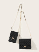 Quilted<b style="color:White;"><font size="1"> -</font></b>Faux<b style="color:White;"><font size="1"> -</font></b>Pearl Strap Bag Set 2pcs