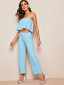 Flowy<b style="color:White;"><font size="1"> -</font></b>Tube Top and Wide Leg Pants Set