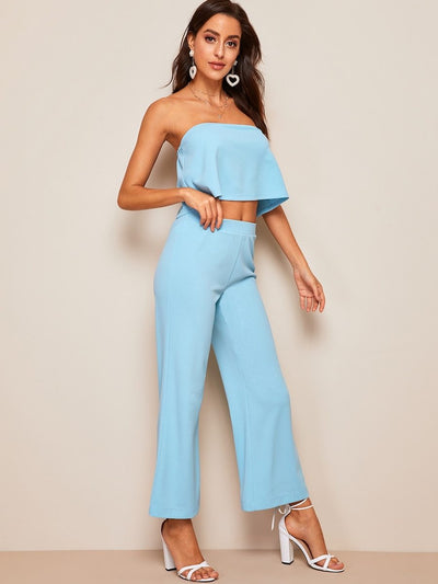 Flowy<b style="color:White;"><font size="1"> -</font></b>Tube Top and Wide Leg Pants Set