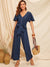 Buttoned<b style="color:White;"><font size="1"> -</font></b>Front<b style="color:White;"><font size="1"> -</font></b>Belted Wide Leg Jumpsuit