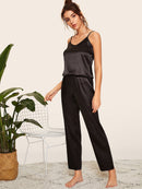 Satin<b style="color:White;"><font size="1"> -</font></b>Cami<b style="color:White;"><font size="1"> -</font></b>Top & Pants Pajama Set