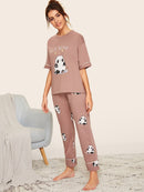 Panda<b style="color:White;"><font size="1"> -</font></b>&<b style="color:White;"><font size="1"> -</font></b>Letter Print Pajama Set