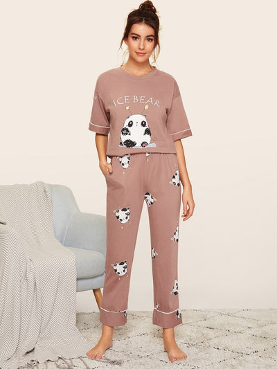 Panda<b style="color:White;"><font size="1"> -</font></b>&<b style="color:White;"><font size="1"> -</font></b>Letter Print Pajama Set