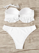 Ruffle<b style="color:White;"><font size="1"> -</font></b>Bustier Bandeau With Panty Bikini Set