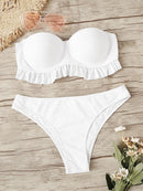 Ruffle<b style="color:White;"><font size="1"> -</font></b>Bustier Bandeau With Panty Bikini Set