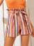 Striped<b style="color:White;"><font size="1"> -</font></b>Belted Paperbag Shorts