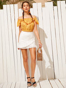 Ruffle<b style="color:White;"><font size="1"> -</font></b>Trim<b style="color:White;"><font size="1"> -</font></b>Eyelet Embroidery Wrap Skirt