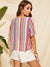 Knot<b style="color:White;"><font size="1"> -</font></b>Front Colorblock Striped Blouse