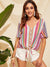 Knot<b style="color:White;"><font size="1"> -</font></b>Front Colorblock Striped Blouse