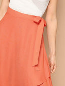 Waist<b style="color:White;"><font size="1"> -</font></b>Knot<b style="color:White;"><font size="1"> -</font></b>Asymmetrical Hem Solid Skirt