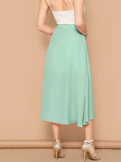 Waist<b style="color:White;"><font size="1"> -</font></b>Knot<b style="color:White;"><font size="1"> -</font></b>Asymmetrical Hem Solid Skirt