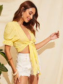 Knot<b style="color:White;"><font size="1"> -</font></b>Front Ruffle Cuff Schiffy Top