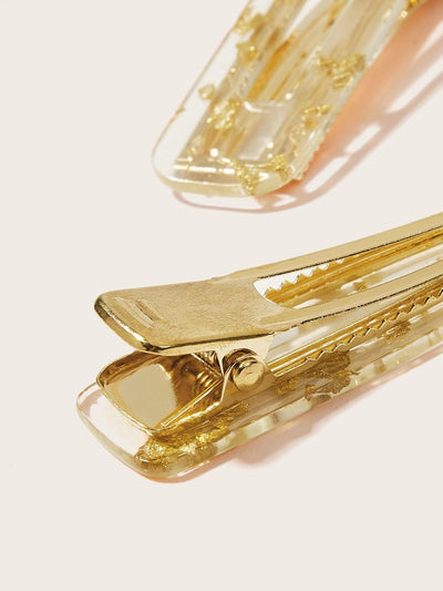 Glitter<b style="color:White;"><font size="1"> -</font></b>Detail<b style="color:White;"><font size="1"> -</font></b>Transparent Hair Clip 2pcs