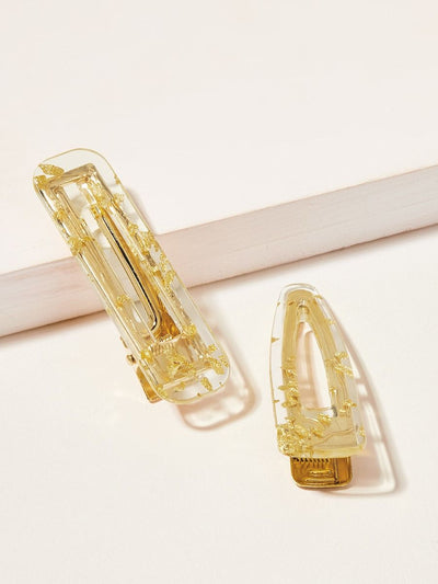 Glitter<b style="color:White;"><font size="1"> -</font></b>Detail<b style="color:White;"><font size="1"> -</font></b>Transparent Hair Clip 2pcs