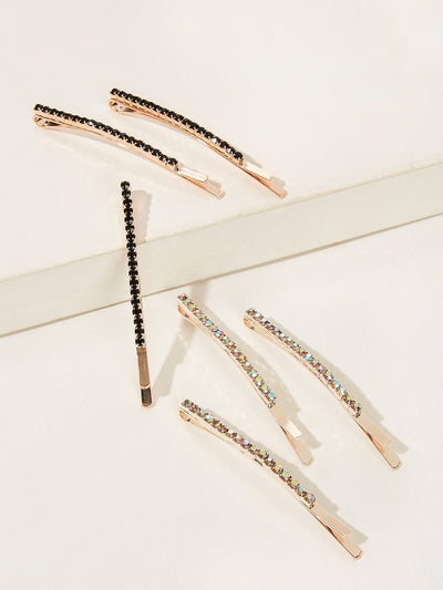 Rhinestone<b style="color:White;"><font size="1"> -</font></b>Engraved Hair Clip 6pcs