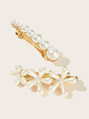 Faux<b style="color:White;"><font size="1"> -</font></b>Pearl<b style="color:White;"><font size="1"> -</font></b>Decor Hair Clip 2pcs