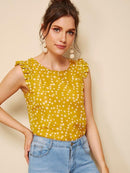 Polka<b style="color:White;"><font size="1"> -</font></b>Dot Frill Trim Blouse