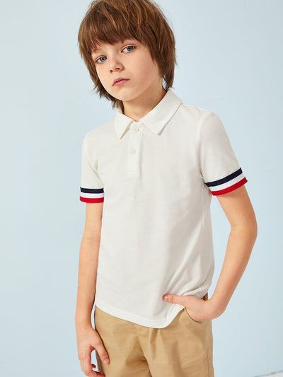 Boys<b style="color:White;"><font size="1"> -</font></b>Striped Cuff Polo Shirt