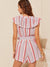 Ruffle<b style="color:White;"><font size="1"> -</font></b>Trim Belted Striped Wrap Romper