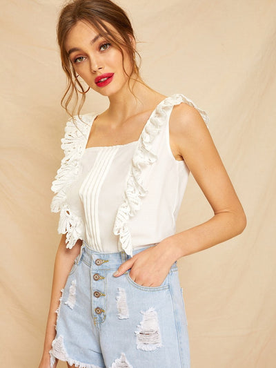 Lace<b style="color:White;"><font size="1"> -</font></b>Panel Pleated Detail Blouse