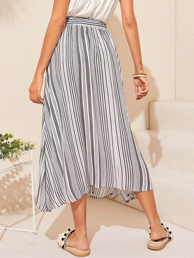 Vertical<b style="color:White;"><font size="1"> -</font></b>Striped Belted Skirt