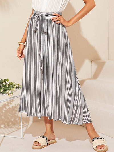 Vertical<b style="color:White;"><font size="1"> -</font></b>Striped Belted Skirt