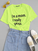 Neon<b style="color:White;"><font size="1"> -</font></b>Orange Slogan Print Tee