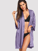 Solid<b style="color:White;"><font size="1"> -</font></b>Self Belted Robe